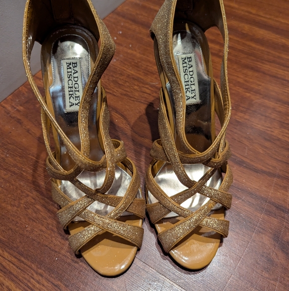 Badgley Mishka Junebug Heels, Gold Glitter - Picture 11 of 11